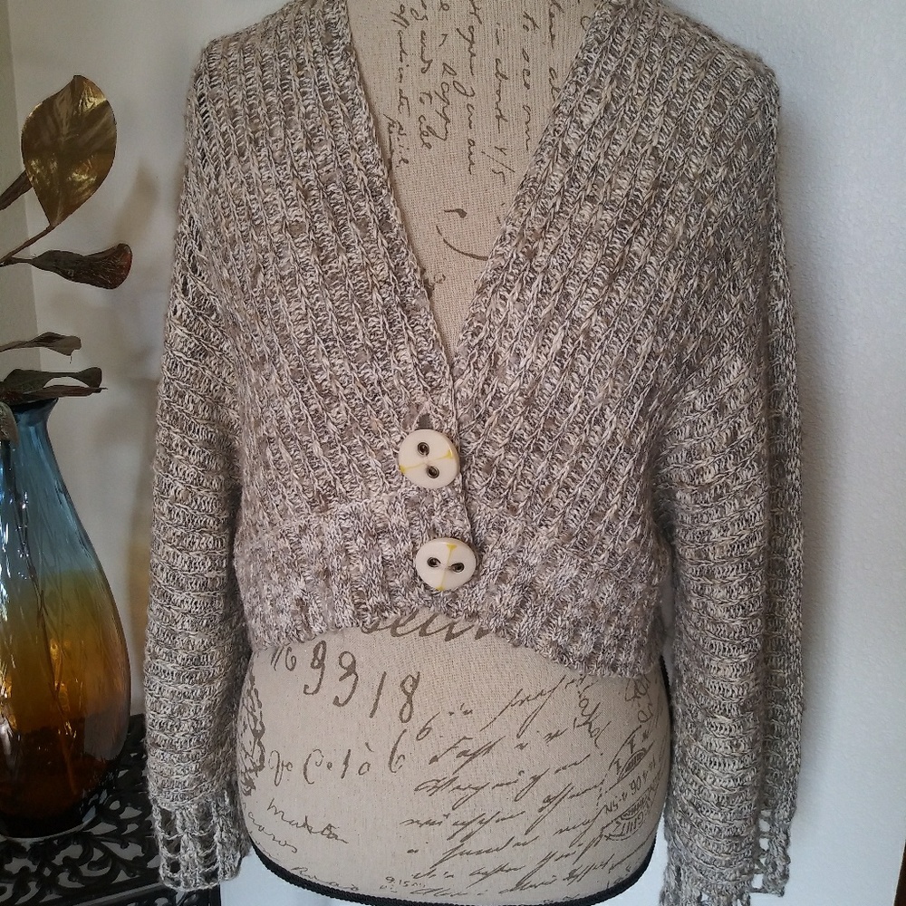 Free People Cropped Cardigan. Oatmeal. Sz. Med.